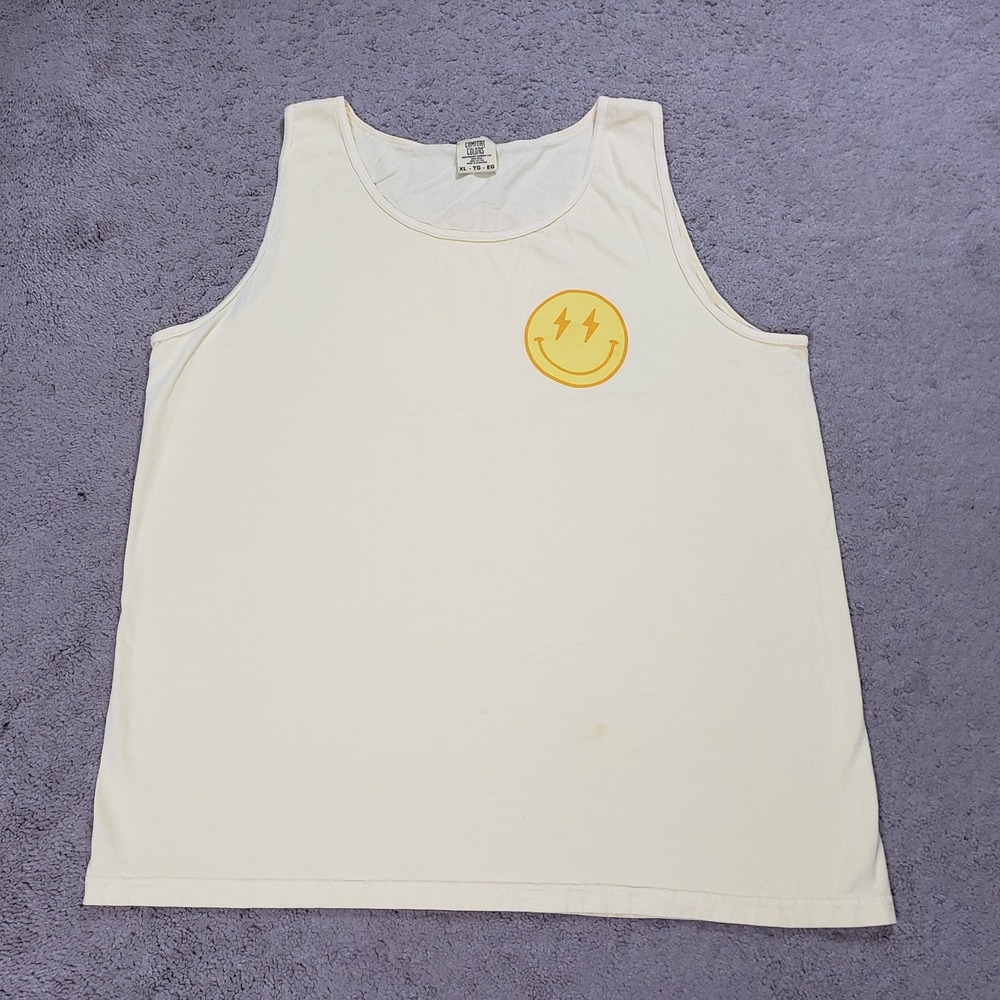 Old Row Tank Top Retro Smiley Voltage Men XL Comfort Colors Sleeveless Shirt